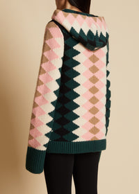 Hoodie Elodie en cachemire - Multicolor Zig Zag Intarsia