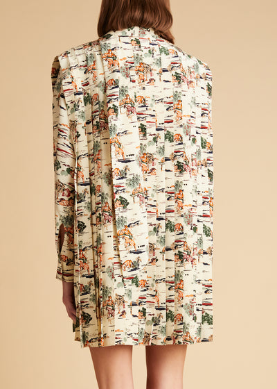 Eloise dress in silk - Natural & Multi