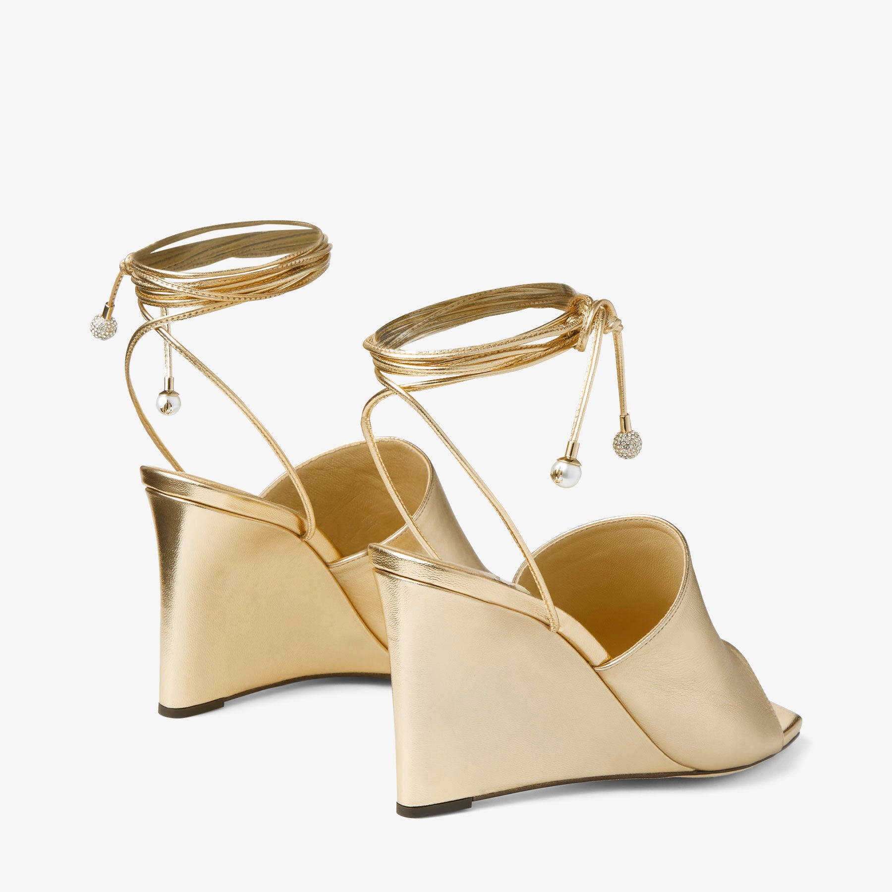 Sandales Elyna compensées 85 en cuir métallisé - Gold