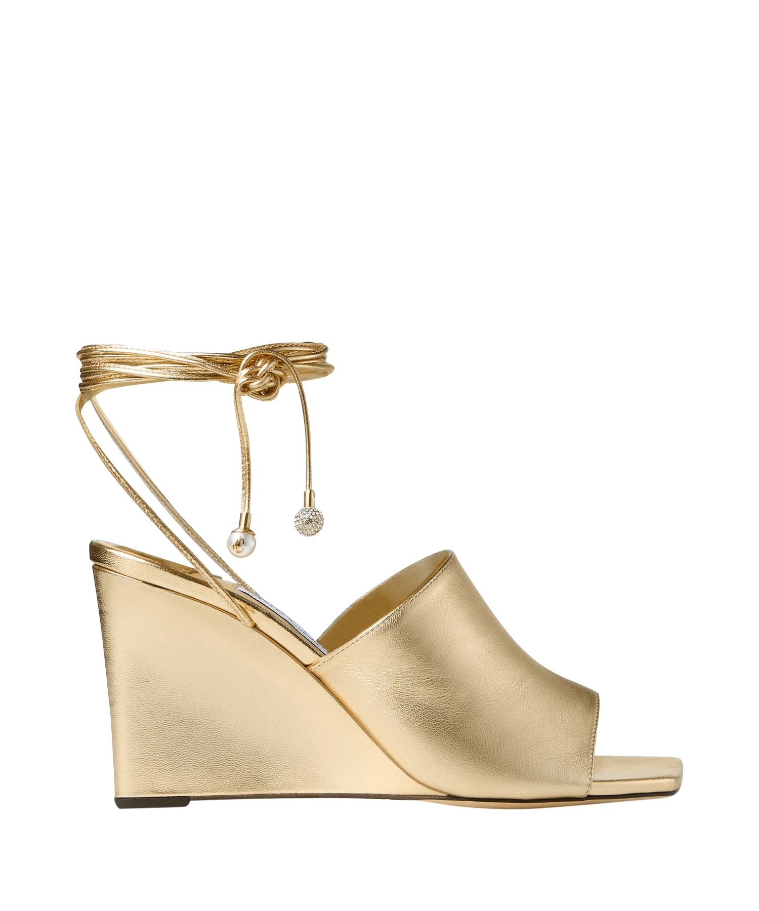 Sandales Elyna compensées 85 en cuir métallisé - Gold