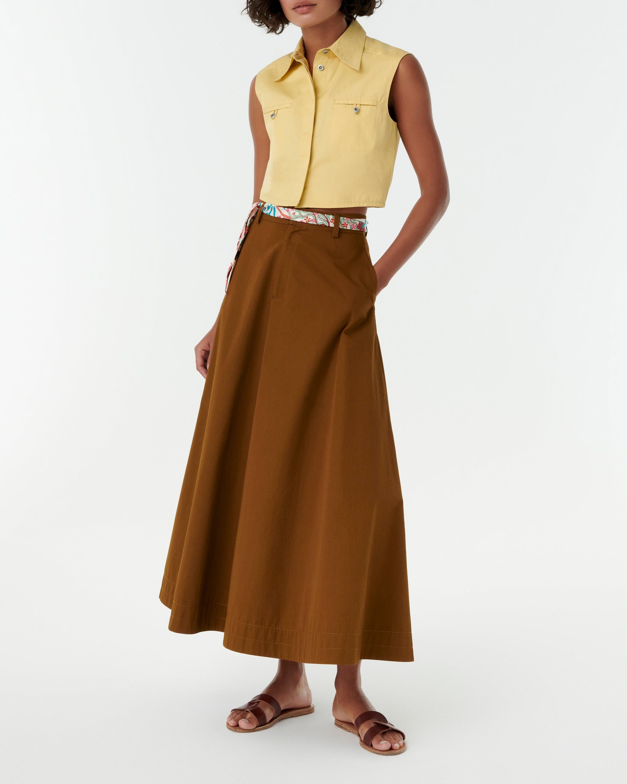 Caterina sleeveless crop top - Custard