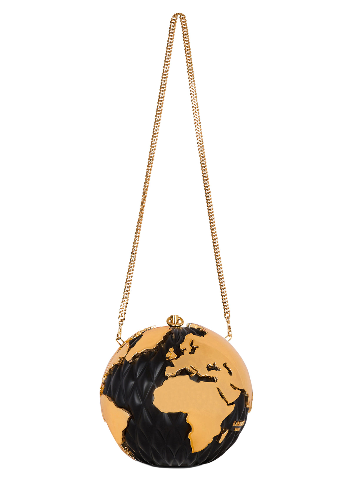 Sac clutch Planète en cuir - Noir & Or