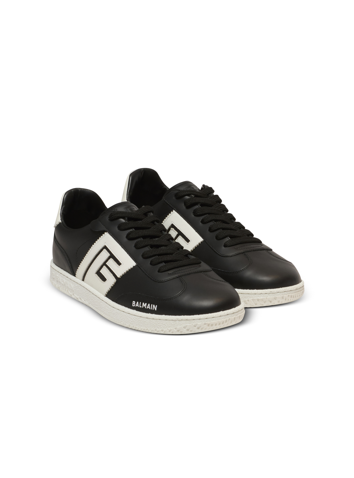Baskets balmain swan en cuir de veau - Noir & Blanc