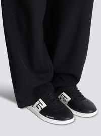 Baskets balmain swan en cuir de veau - Noir & Blanc