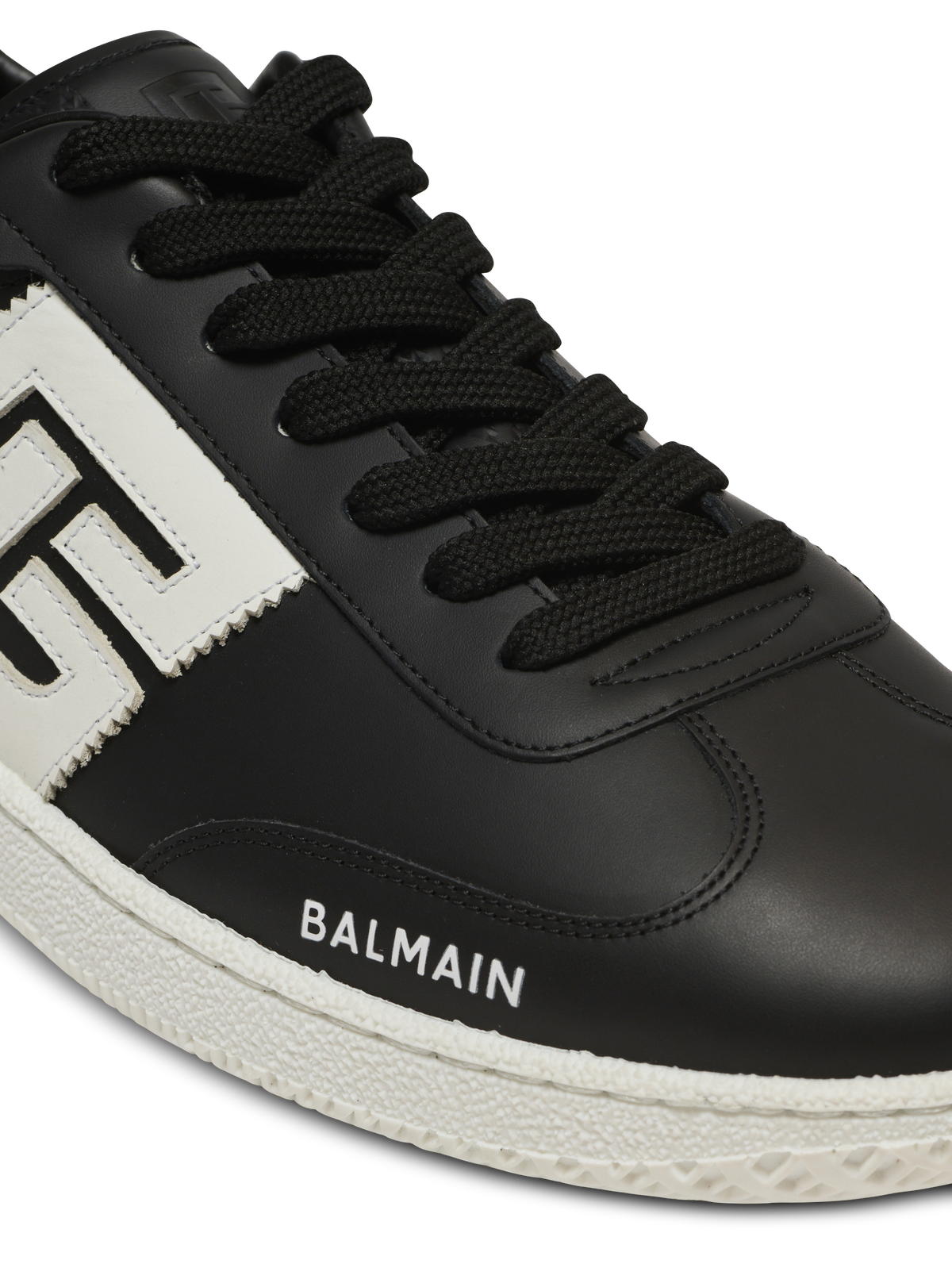 Baskets balmain swan en cuir de veau - Noir & Blanc