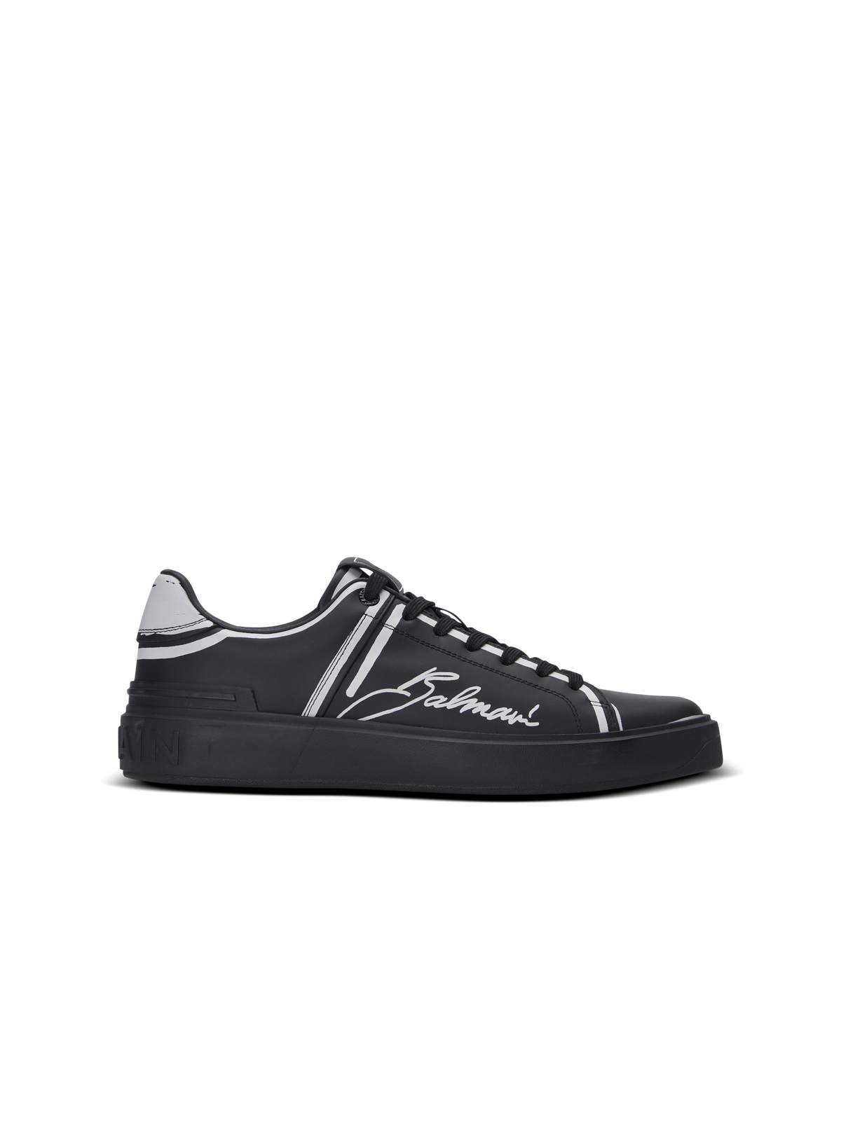 Baskets b-court en cuir de veau imprimé  - Noir & Blanc