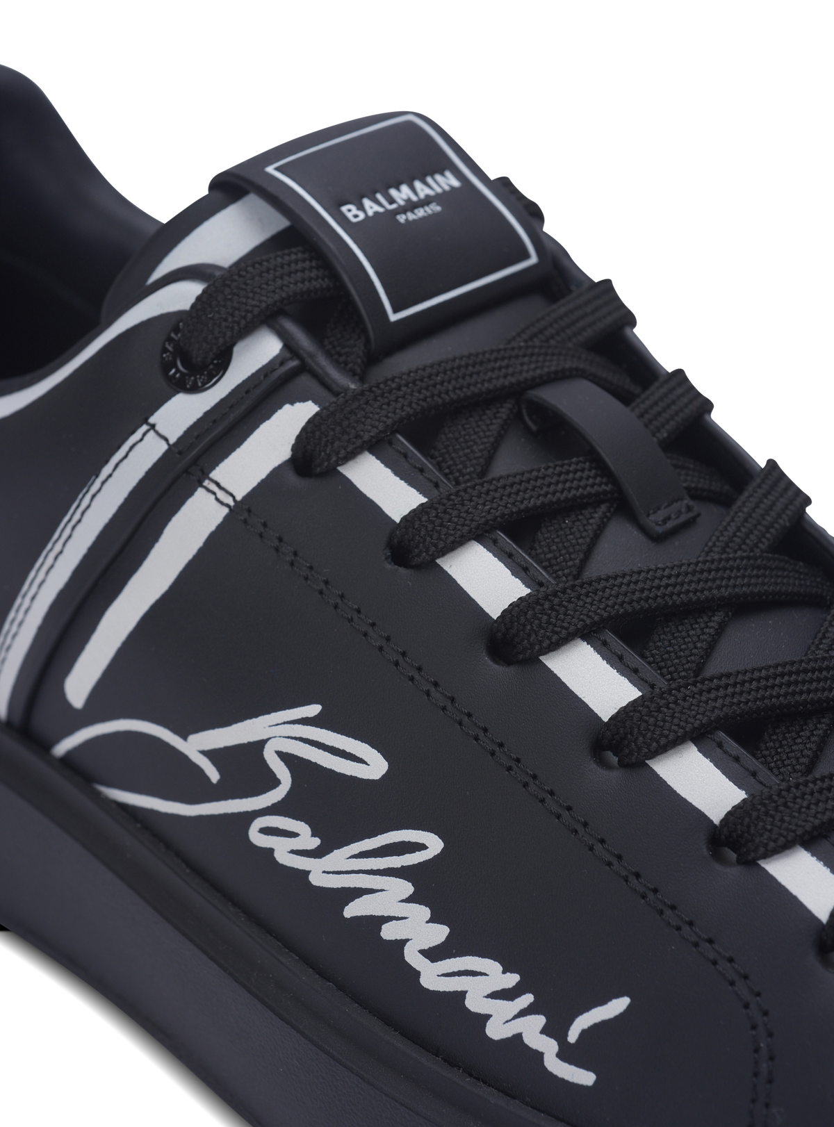 Baskets b-court en cuir de veau imprimé  - Noir & Blanc