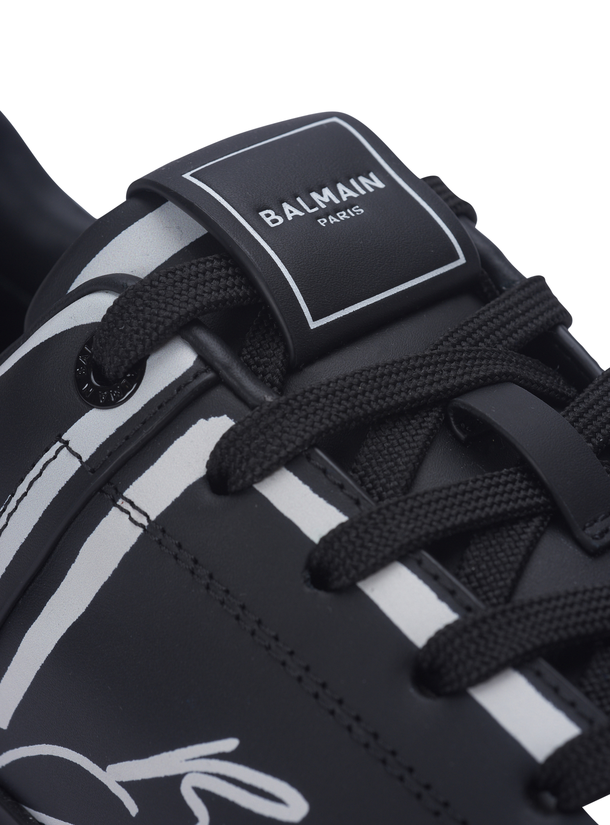 Baskets b-court en cuir de veau imprimé  - Noir & Blanc