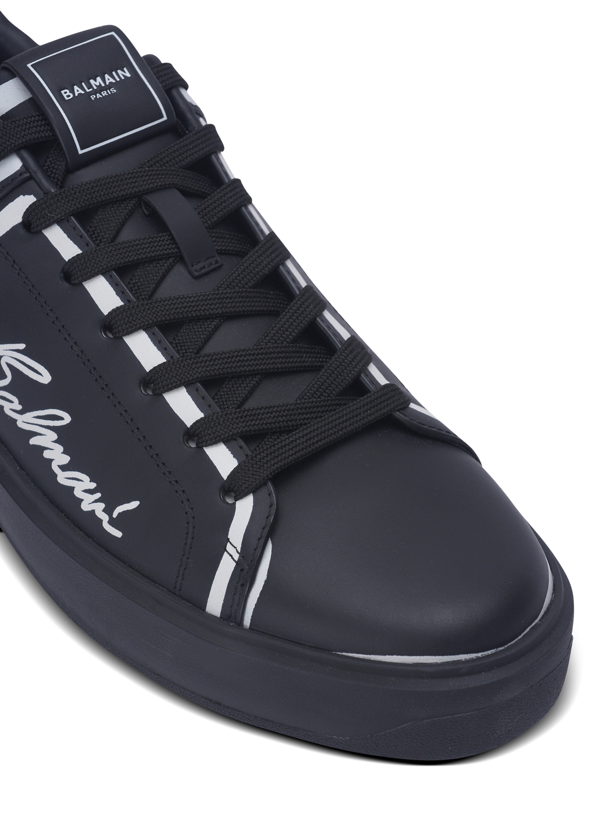 Baskets b-court en cuir de veau imprimé  - Noir & Blanc