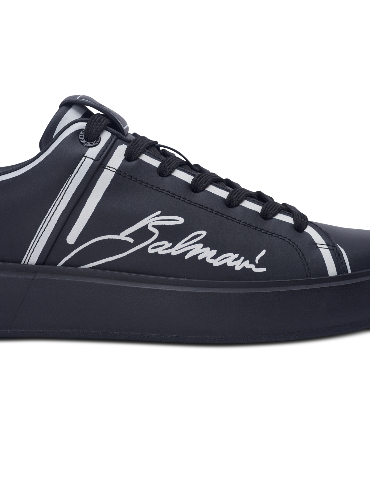 Baskets b-court en cuir de veau imprimé  - Noir & Blanc