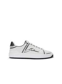Baskets b-court en cuir de veau imprimé  - Blanc & Noir