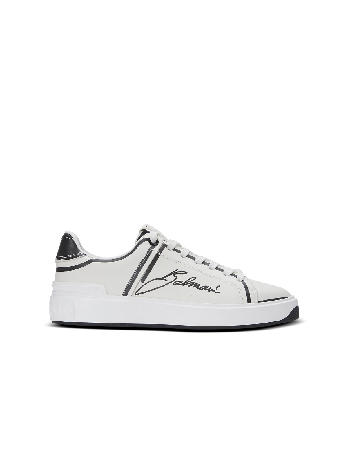 Baskets b-court en cuir de veau imprimé  - Blanc & Noir