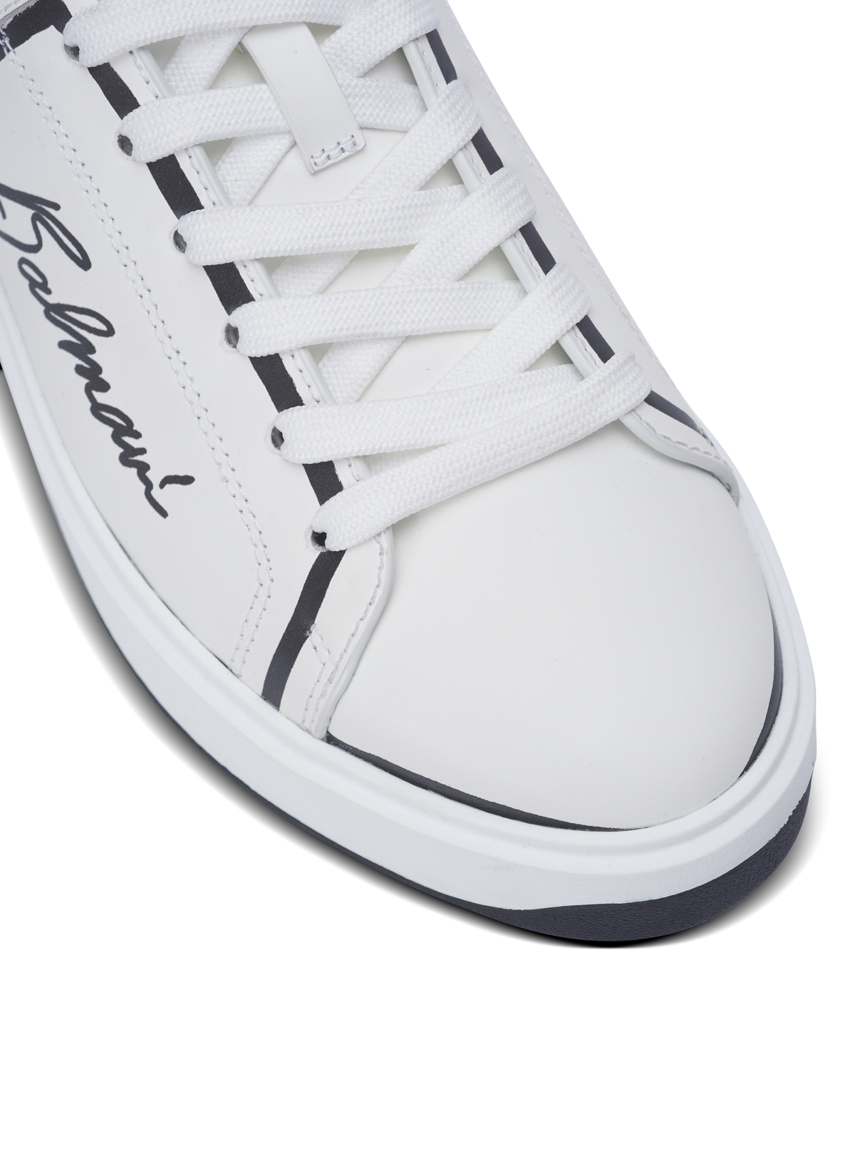 Baskets b-court en cuir de veau imprimé  - Blanc & Noir