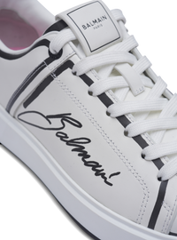 Baskets b-court en cuir de veau imprimé  - Blanc & Noir
