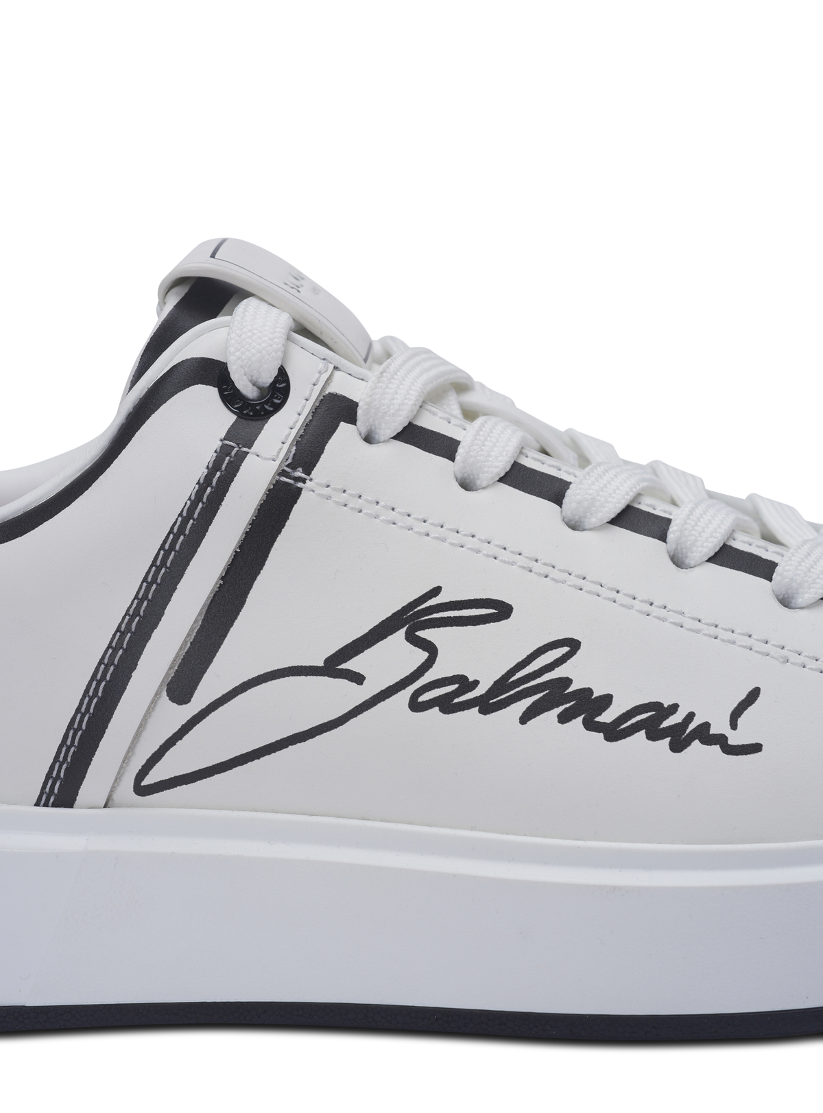 Baskets b-court en cuir de veau imprimé  - Blanc & Noir