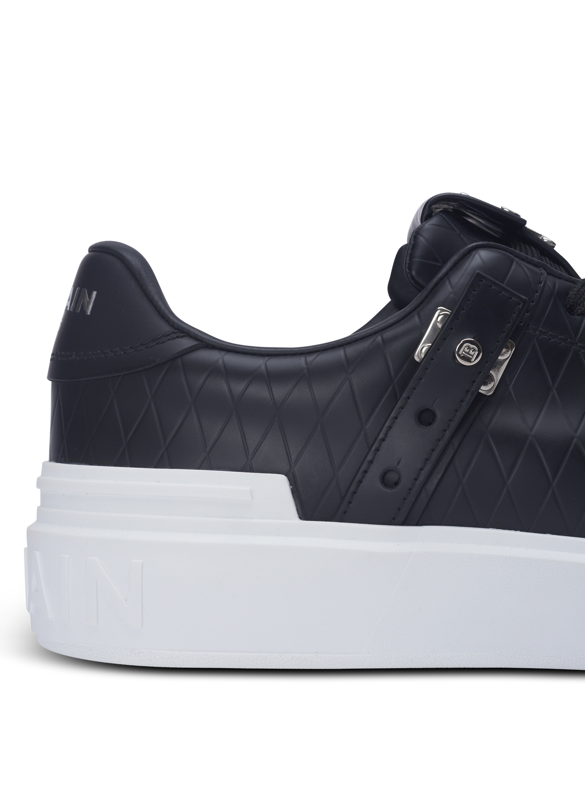 Baskets b-court b-buzz en cuir de veau embossé   - Noir & Blanc