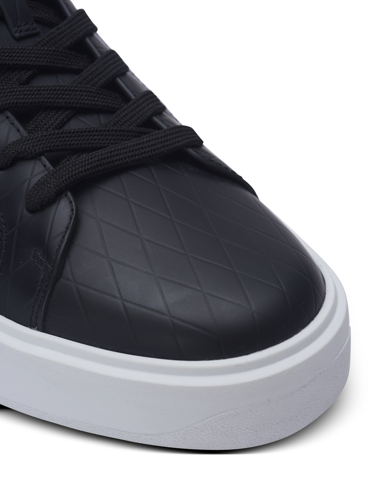 Baskets b-court b-buzz en cuir de veau embossé   - Noir & Blanc