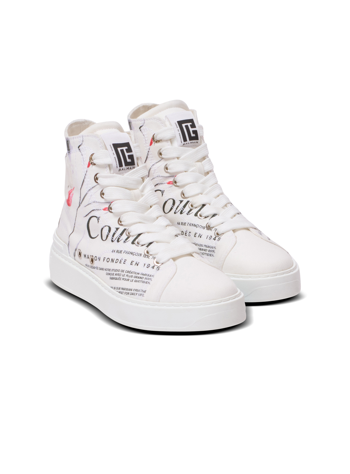 Baskets b-court high top imprimées balmain beauty - Rouge