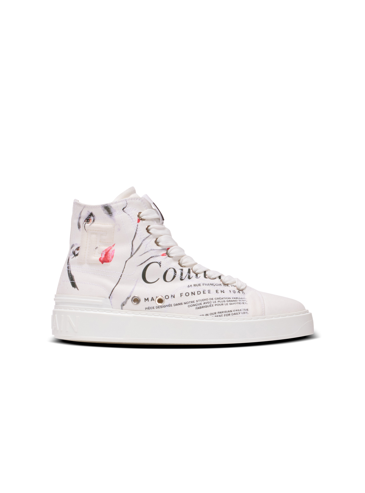 Baskets b-court high top imprimées balmain beauty - Rouge