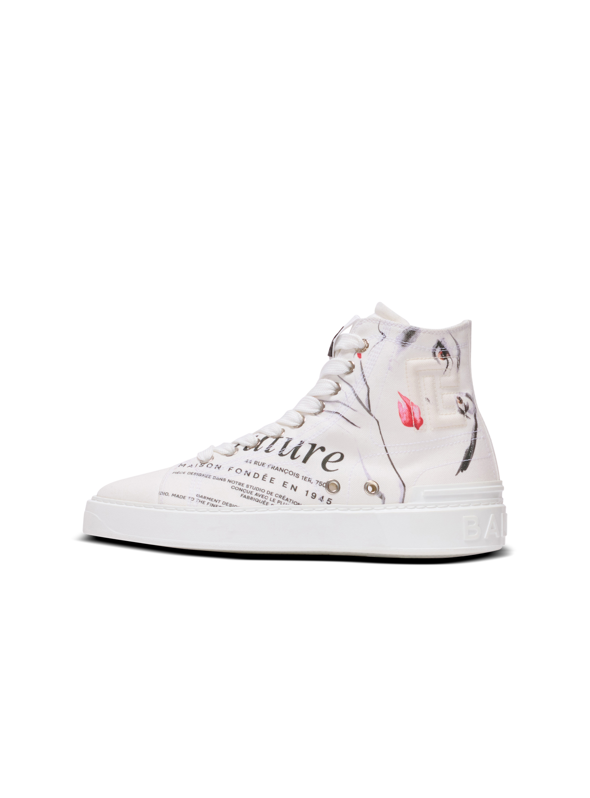 Baskets b-court high top imprimées balmain beauty - Rouge