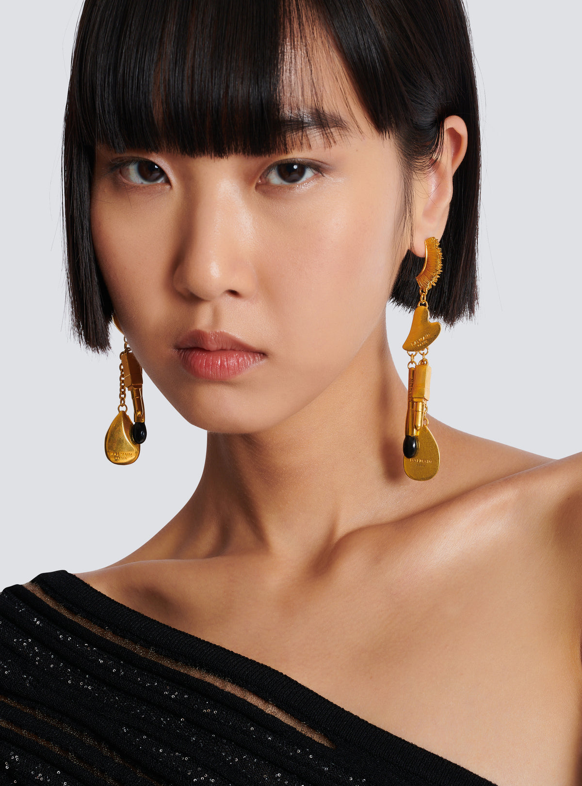 Boucles d’oreilles beauty à charms - Noirvintage Brass