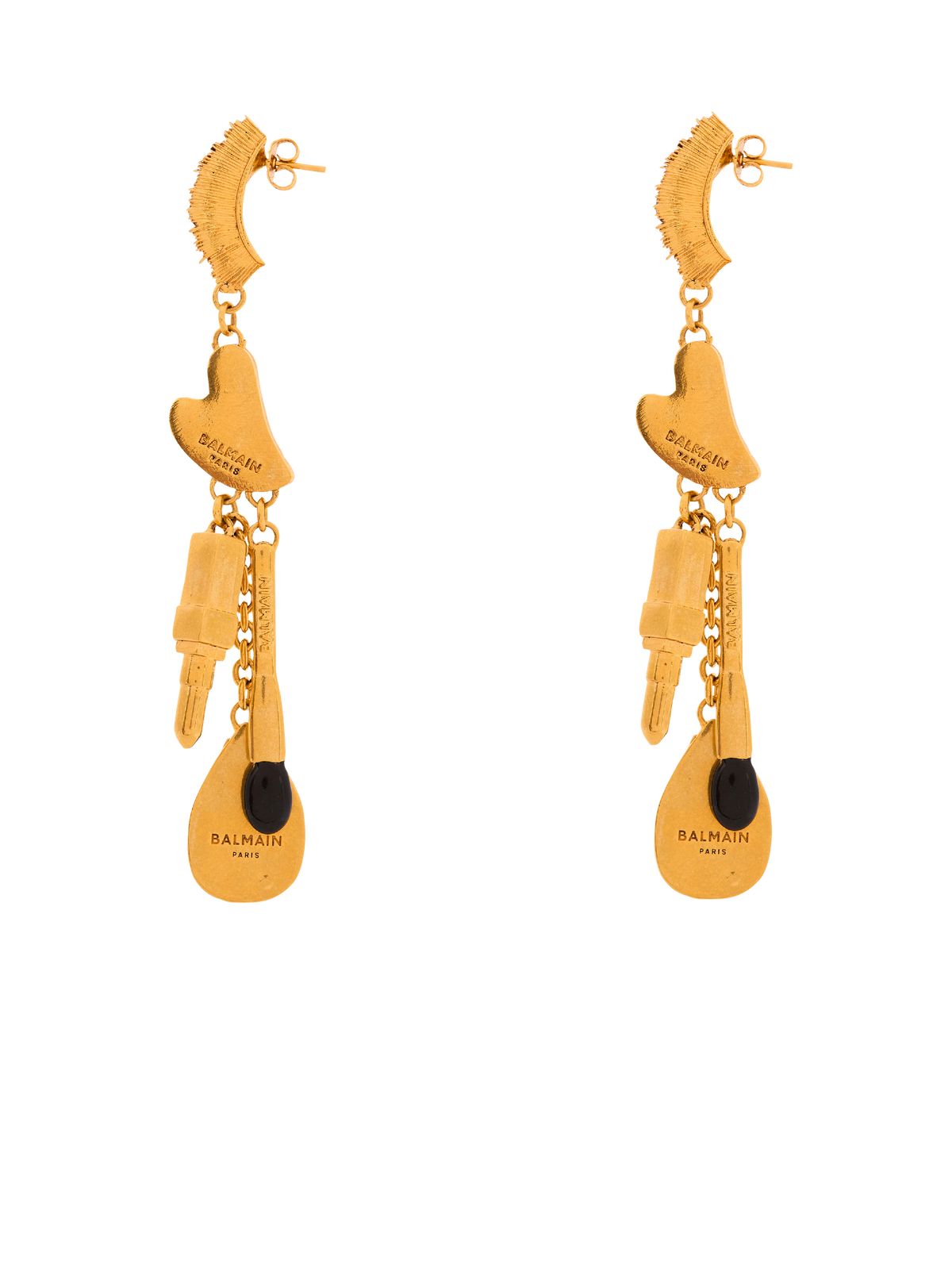 Boucles d’oreilles beauty à charms - Noirvintage Brass