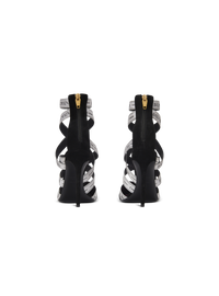 Sandales couture en cuir suédé à motif ruban balmain - Noir & Ivoire