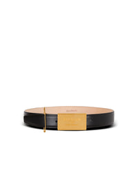 Leather safety pin belt - Noirvintage Brass
