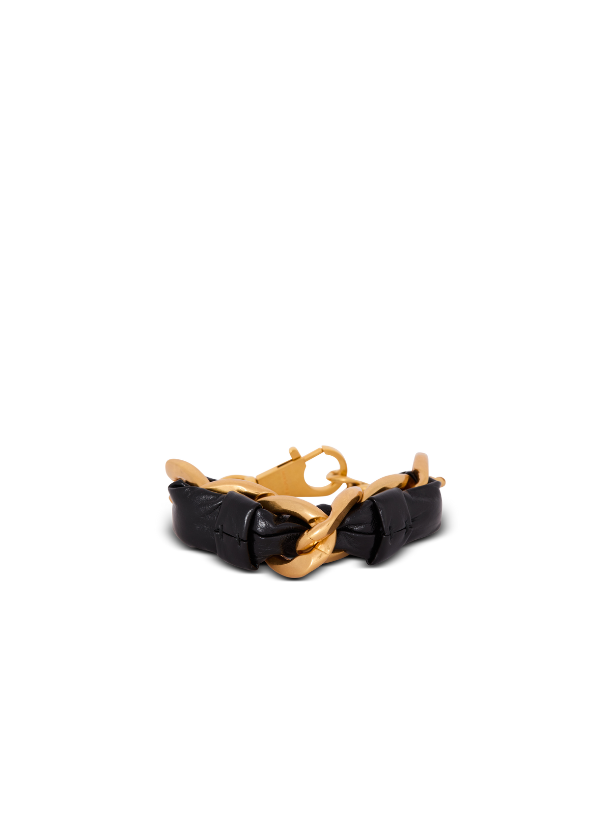 Bracelet 1945 soft en chaîne et cuir  - Noir & Or