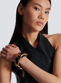 Bracelet 1945 soft en chaîne et cuir  - Noir & Or