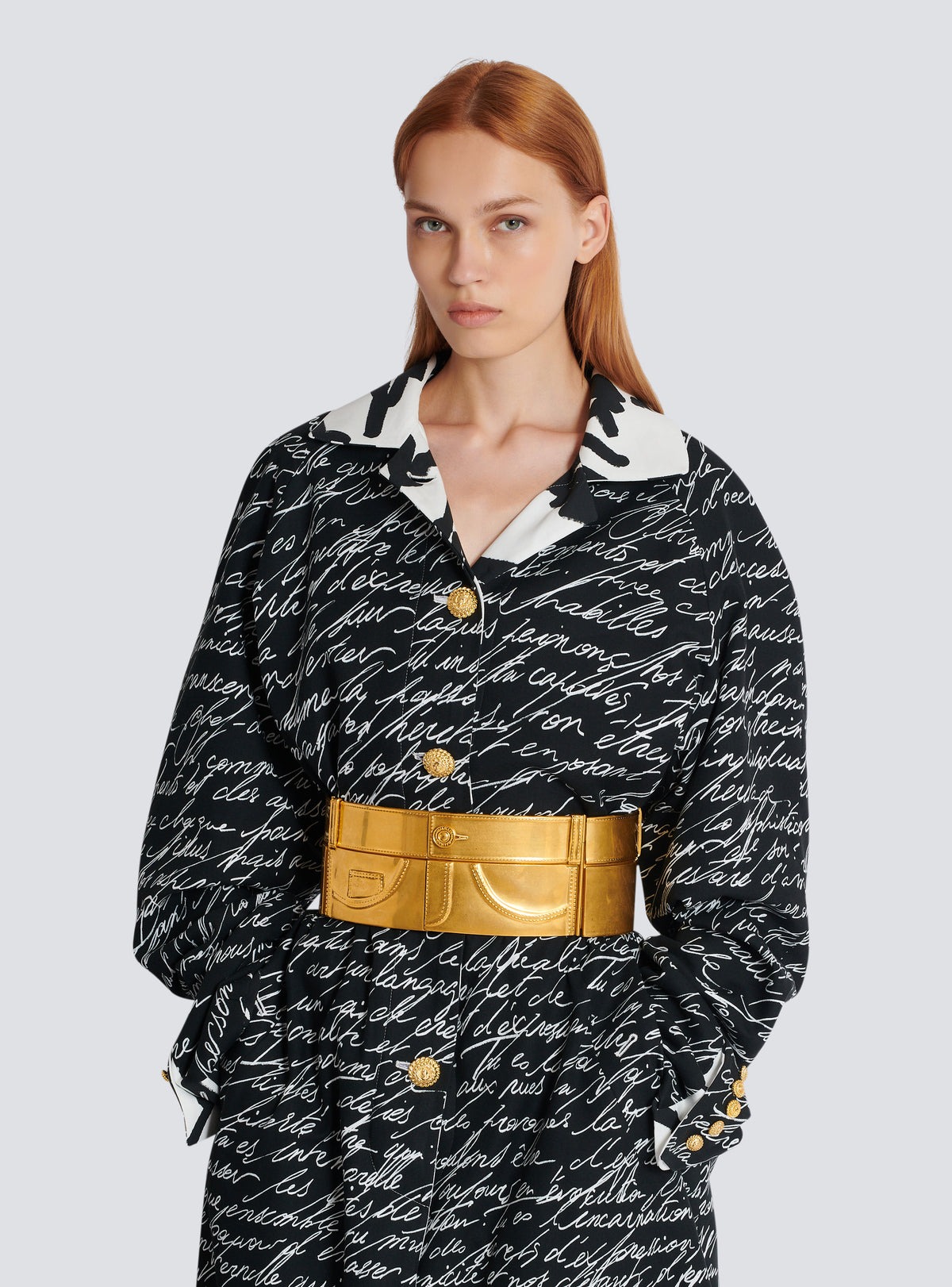 Ceinture avec trompe-l'œil denim en laiton - Or