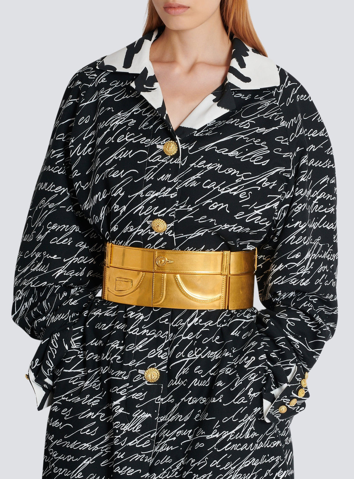 Ceinture avec trompe-l'œil denim en laiton - Or
