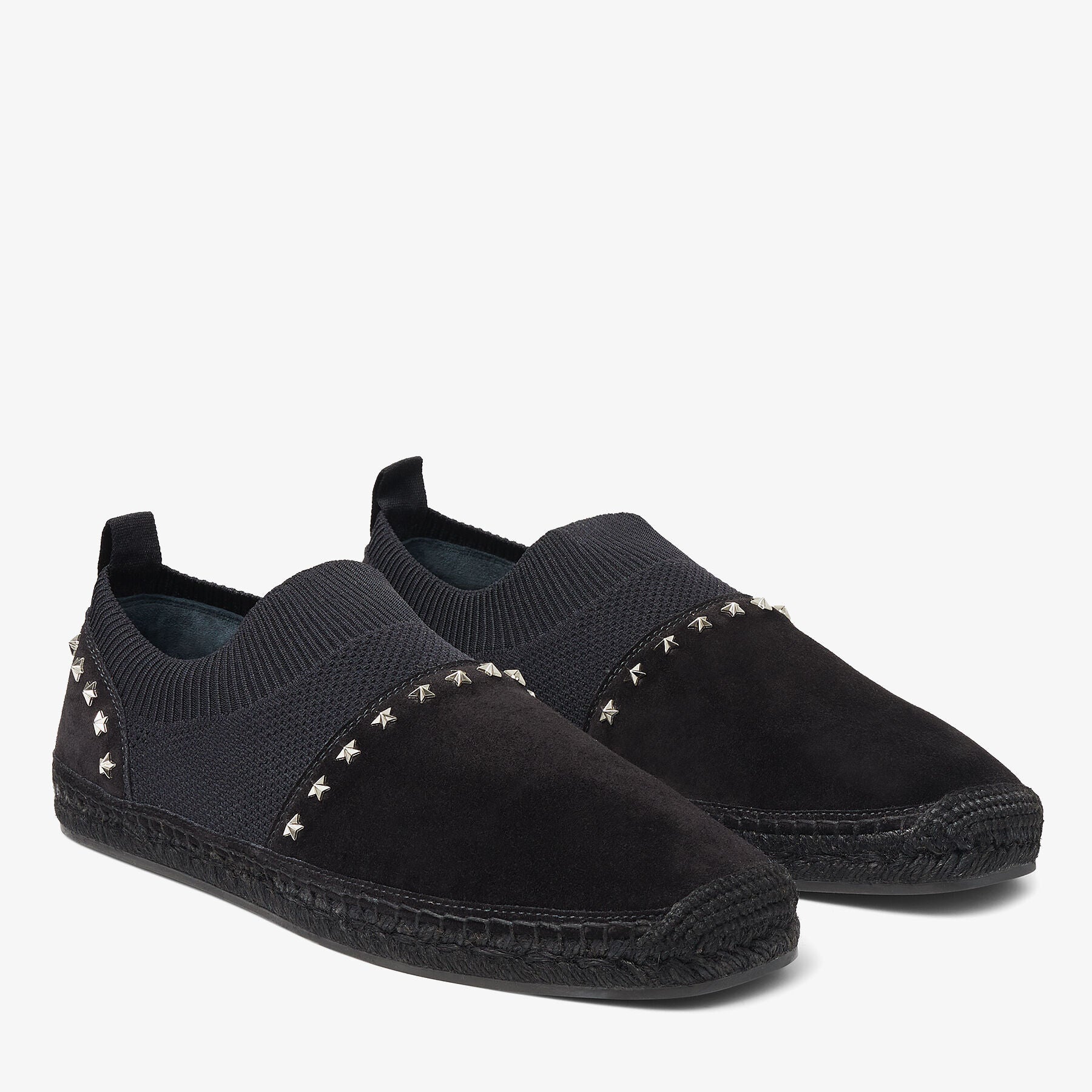 Espadrilles Enzo en daim et tricot à étoiles - Black & Silver