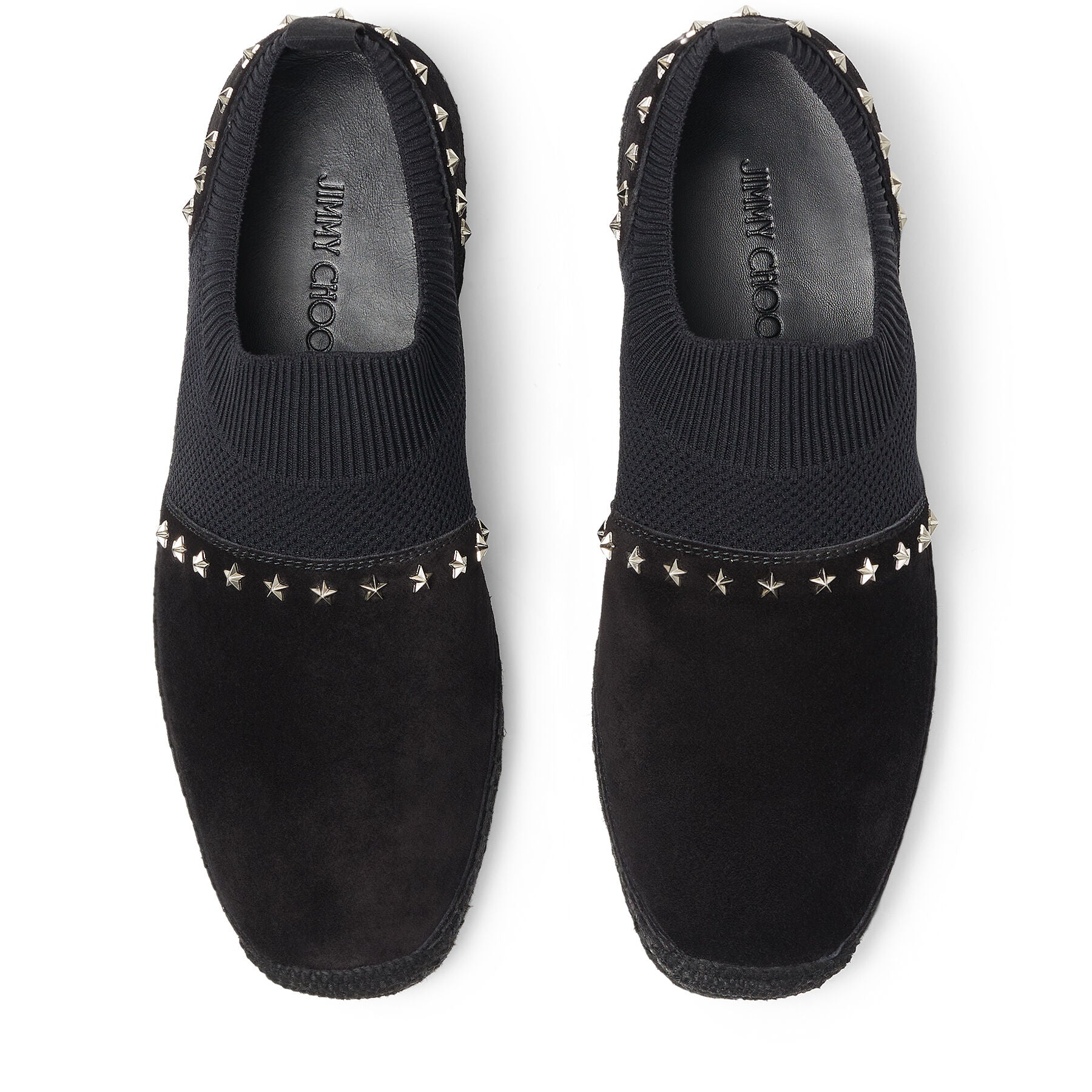 Espadrilles Enzo en daim et tricot à étoiles - Black & Silver
