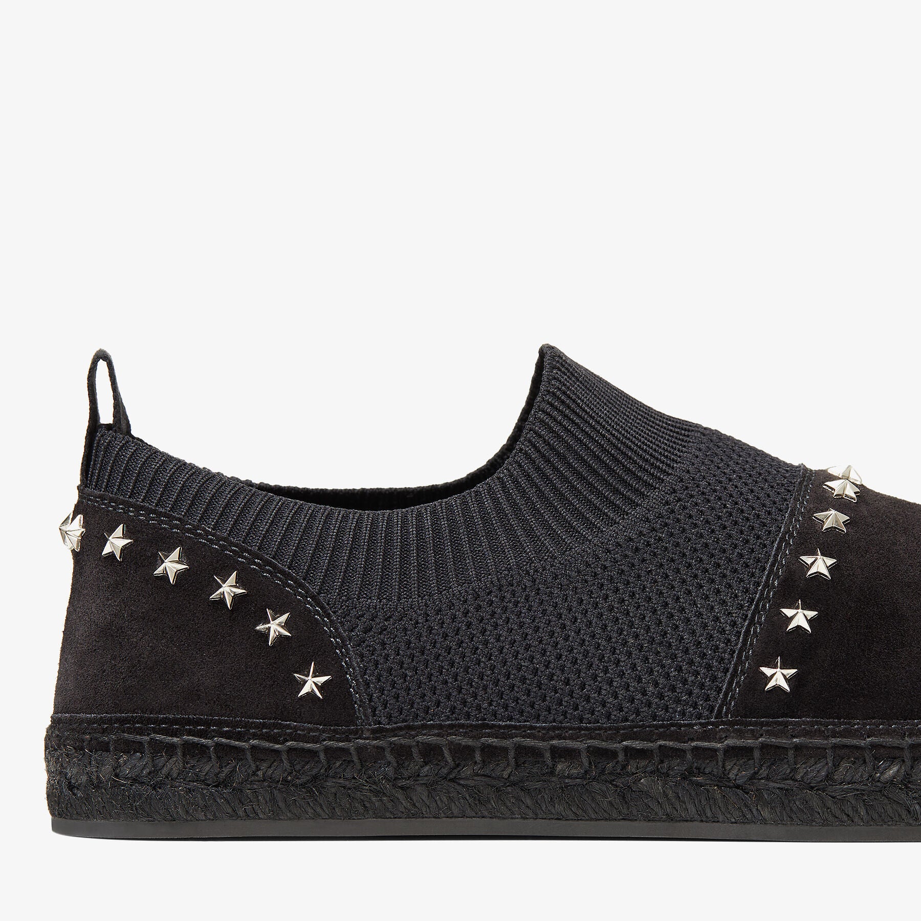 Espadrilles Enzo en daim et tricot à étoiles - Black & Silver