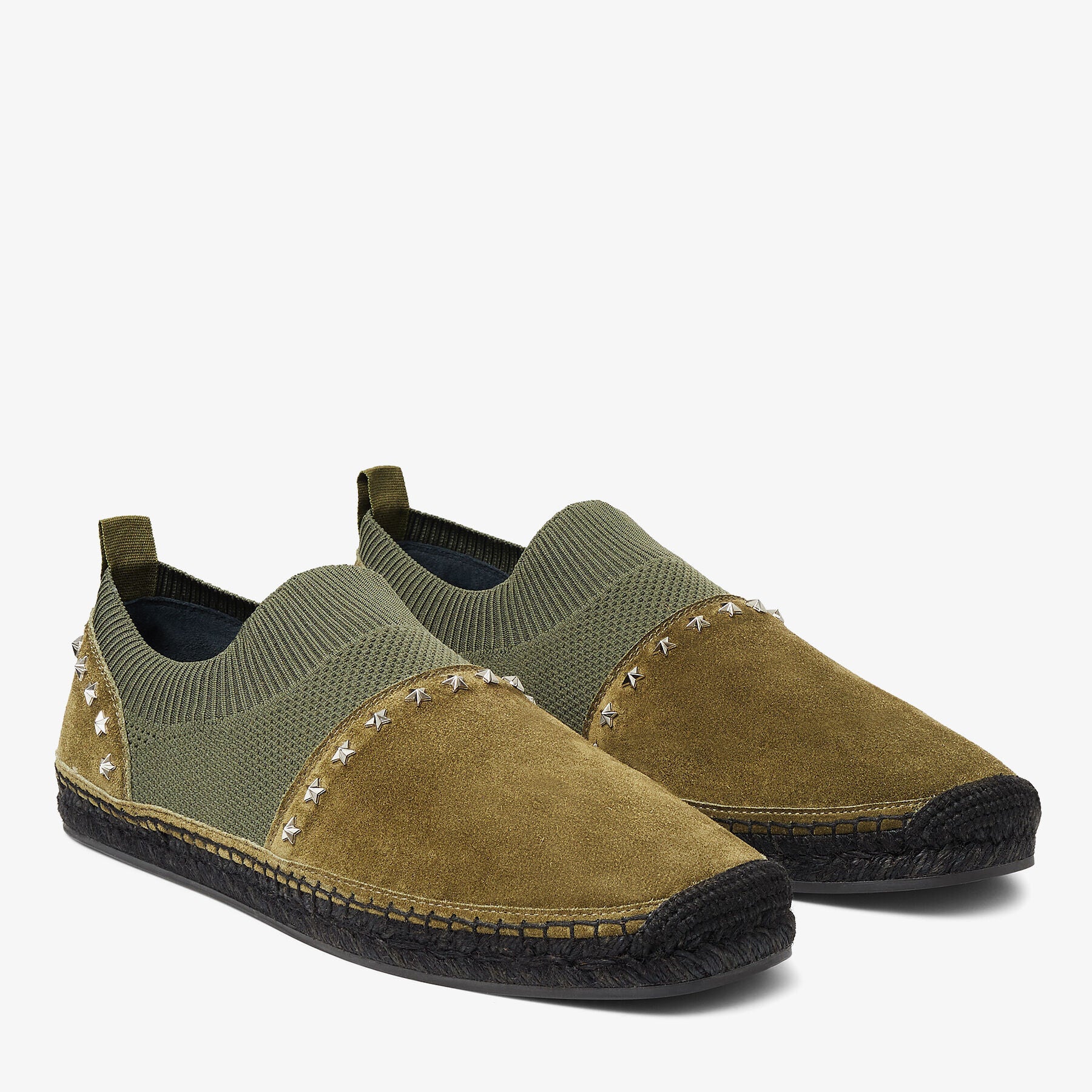 Espadrilles Enzo tricot et daim à étoiles - Verde & Silver