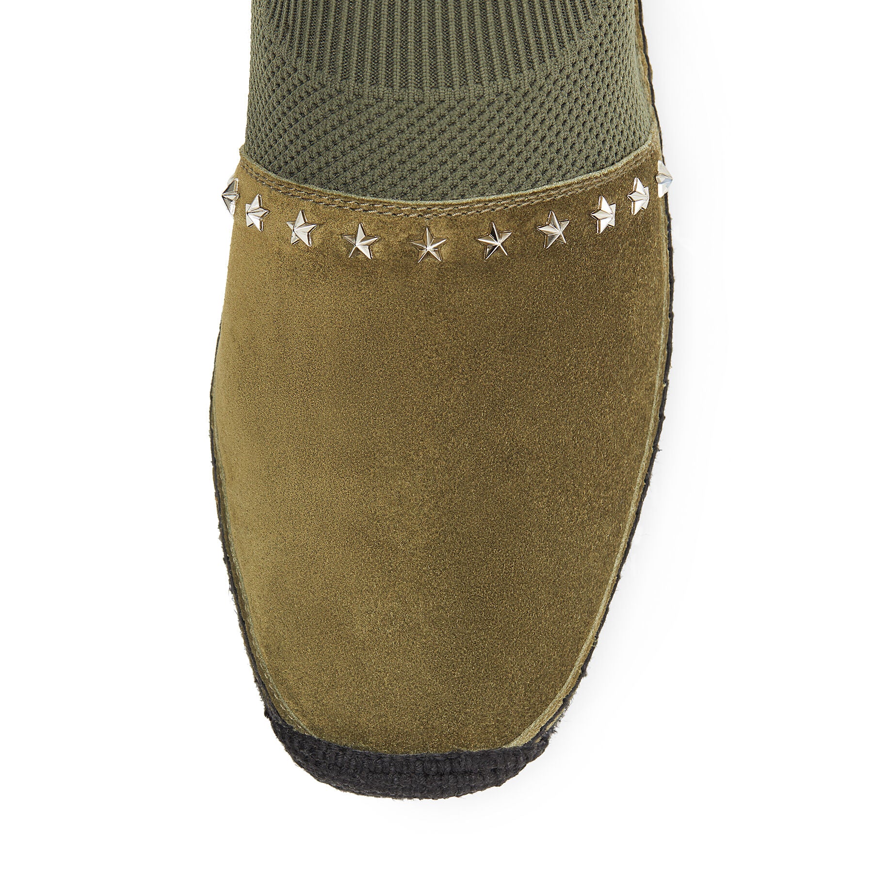 Espadrilles Enzo tricot et daim à étoiles - Verde & Silver