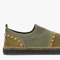 Espadrilles Enzo tricot et daim à étoiles - Verde & Silver
