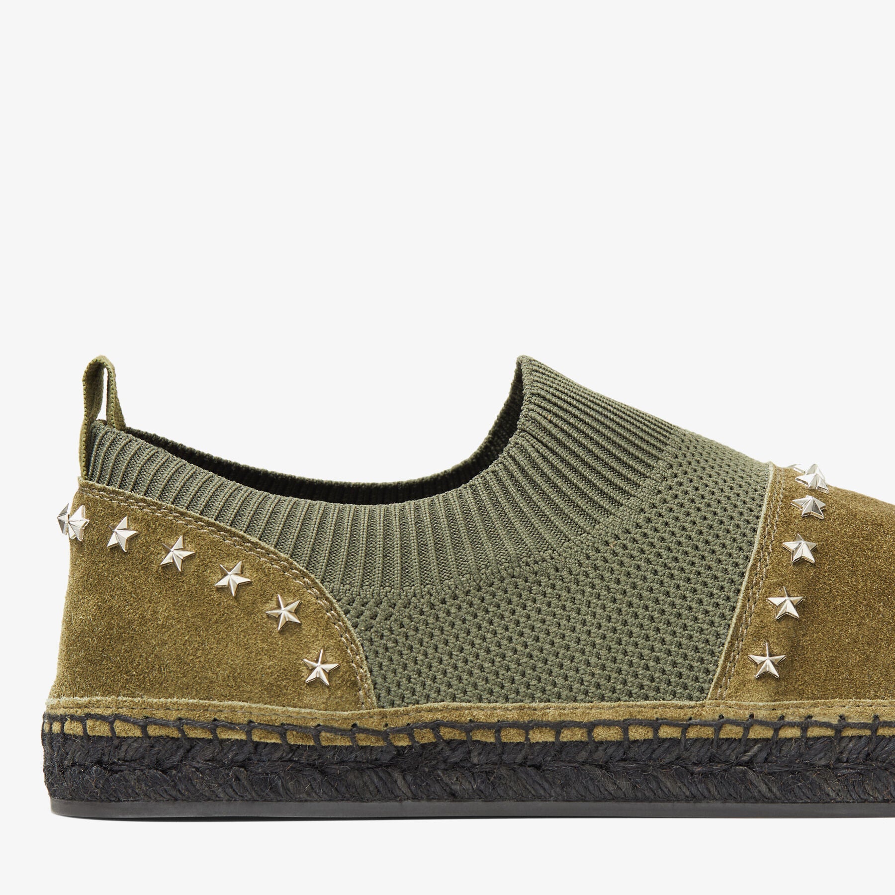 Espadrilles Enzo tricot et daim à étoiles - Verde & Silver