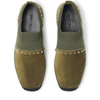 Espadrilles Enzo tricot et daim à étoiles - Verde & Silver