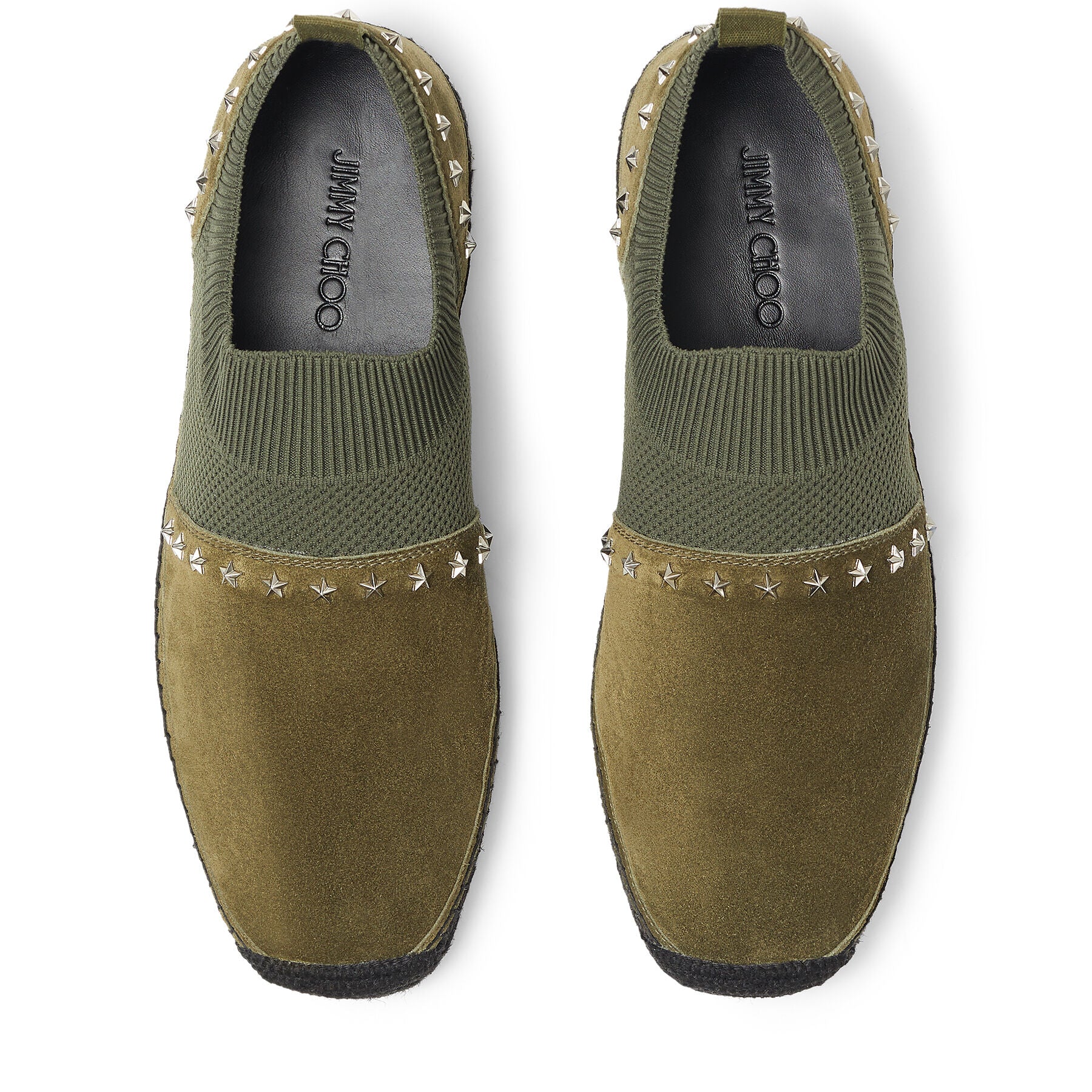 Espadrilles Enzo tricot et daim à étoiles - Verde & Silver