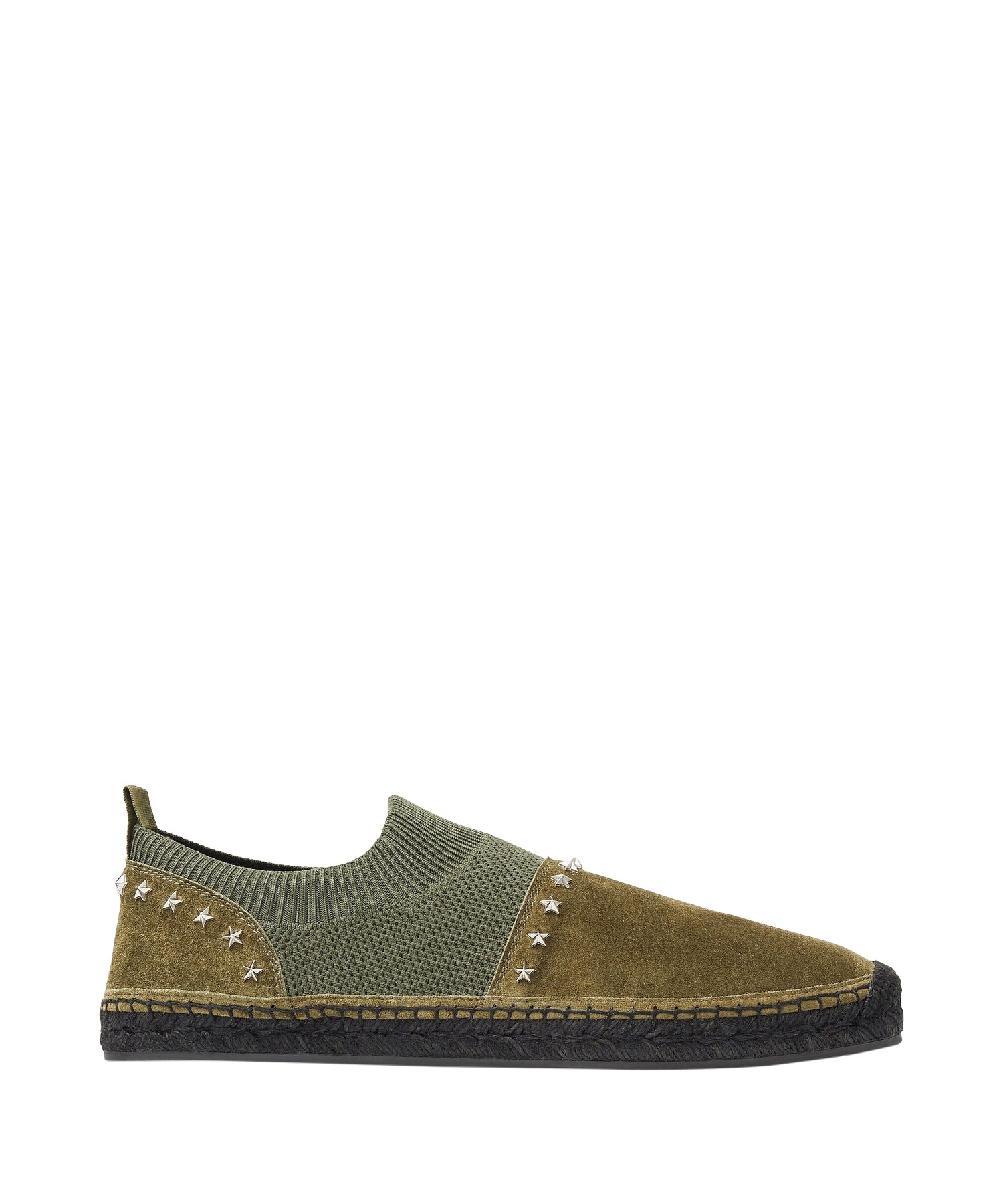 Espadrilles Enzo tricot et daim à étoiles - Verde & Silver