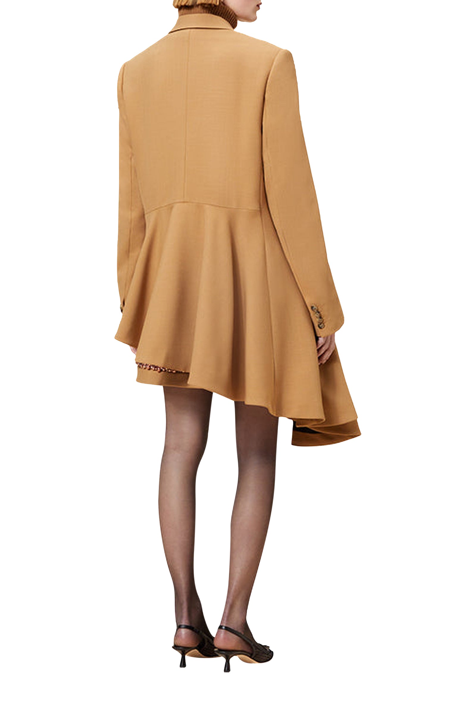 Blazer asymétrique en laine mélangée - Brown