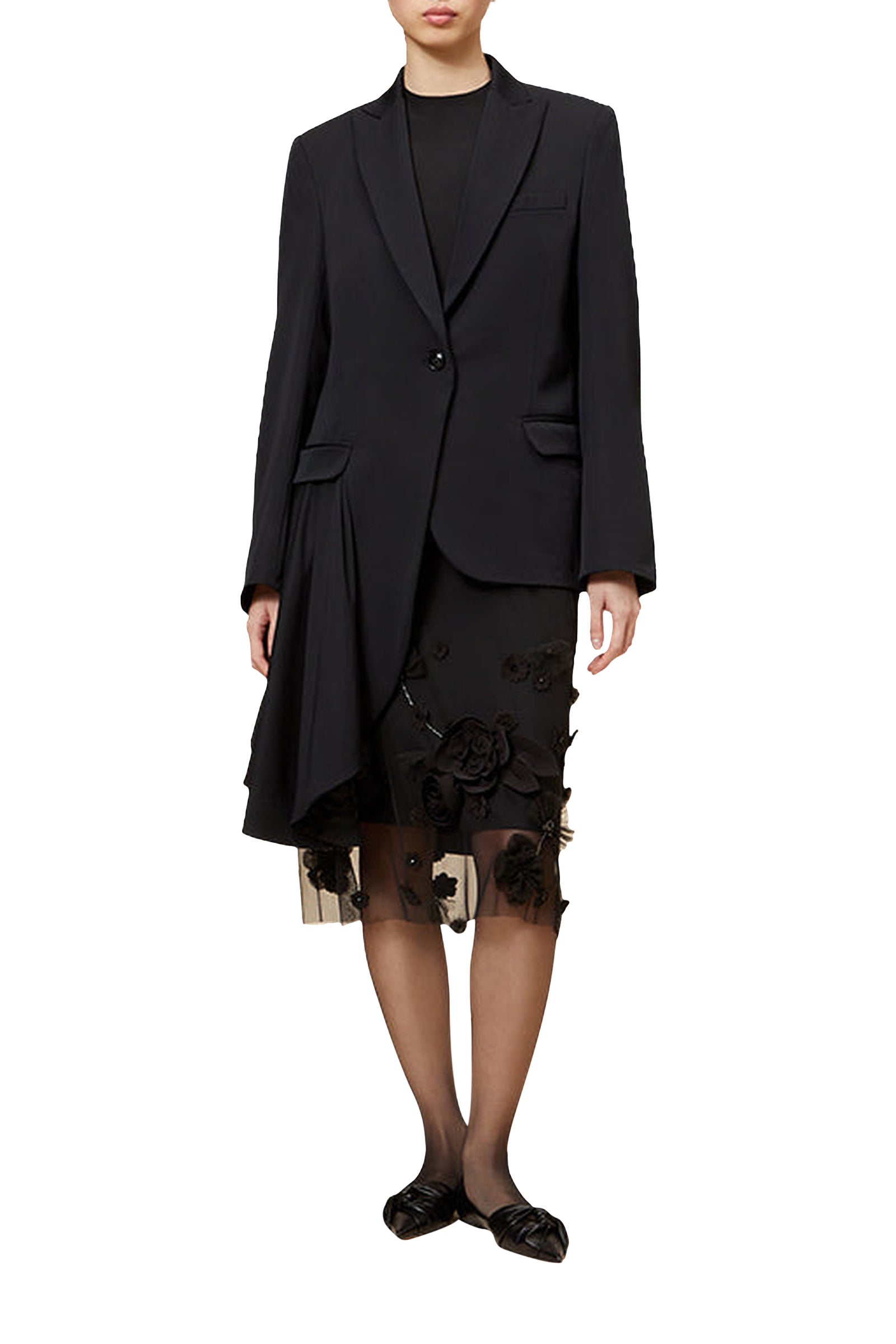 Blazer asymétrique en laine - Black