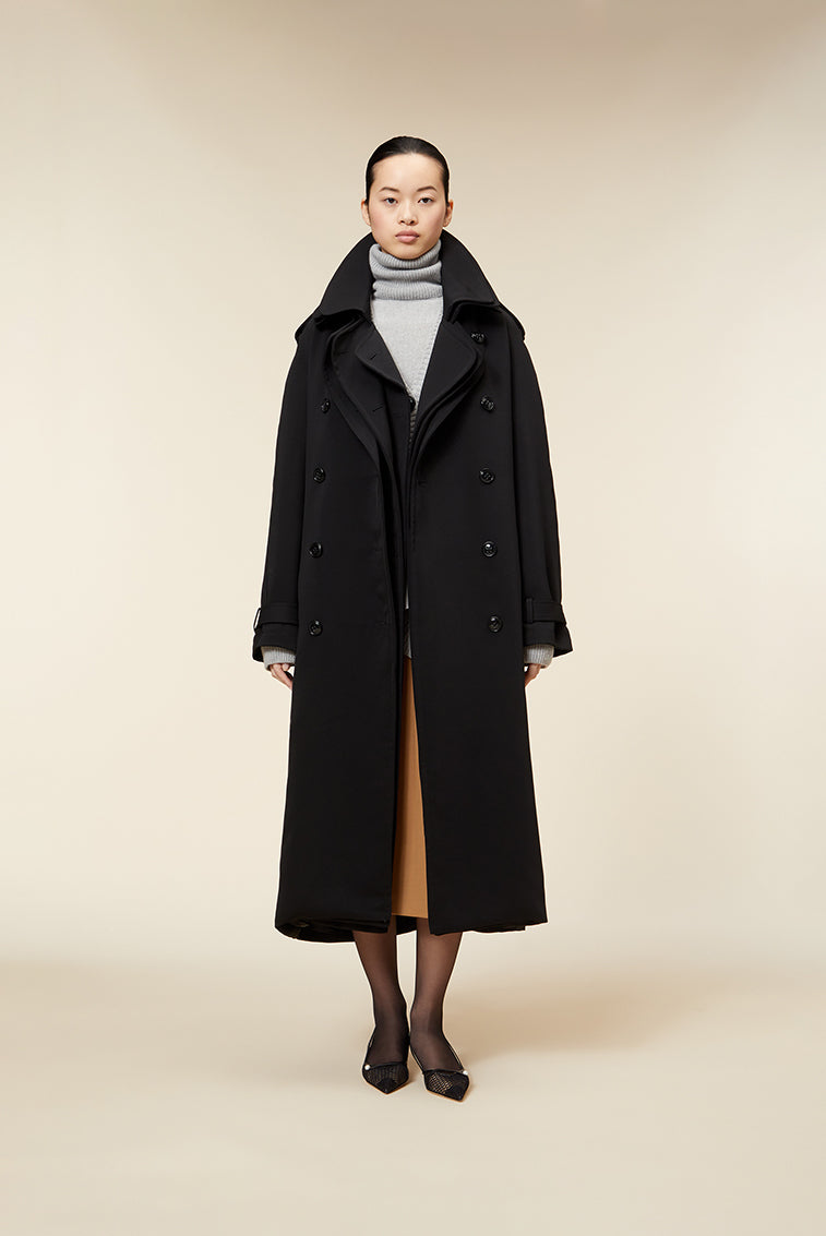 Black / MULTI LAYER TRENCHCOAT