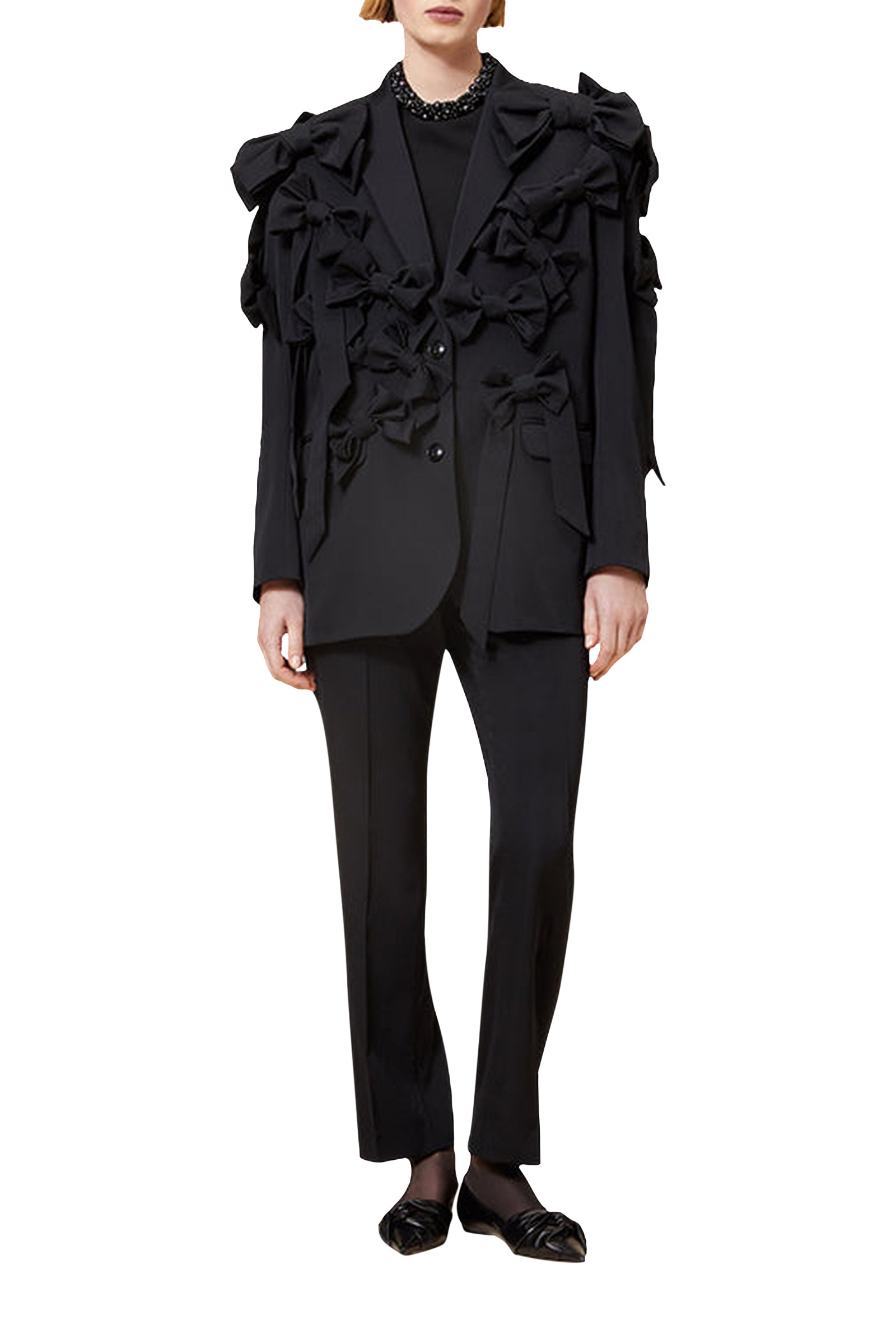 Blazer bouquet de nœuds en laine - Black