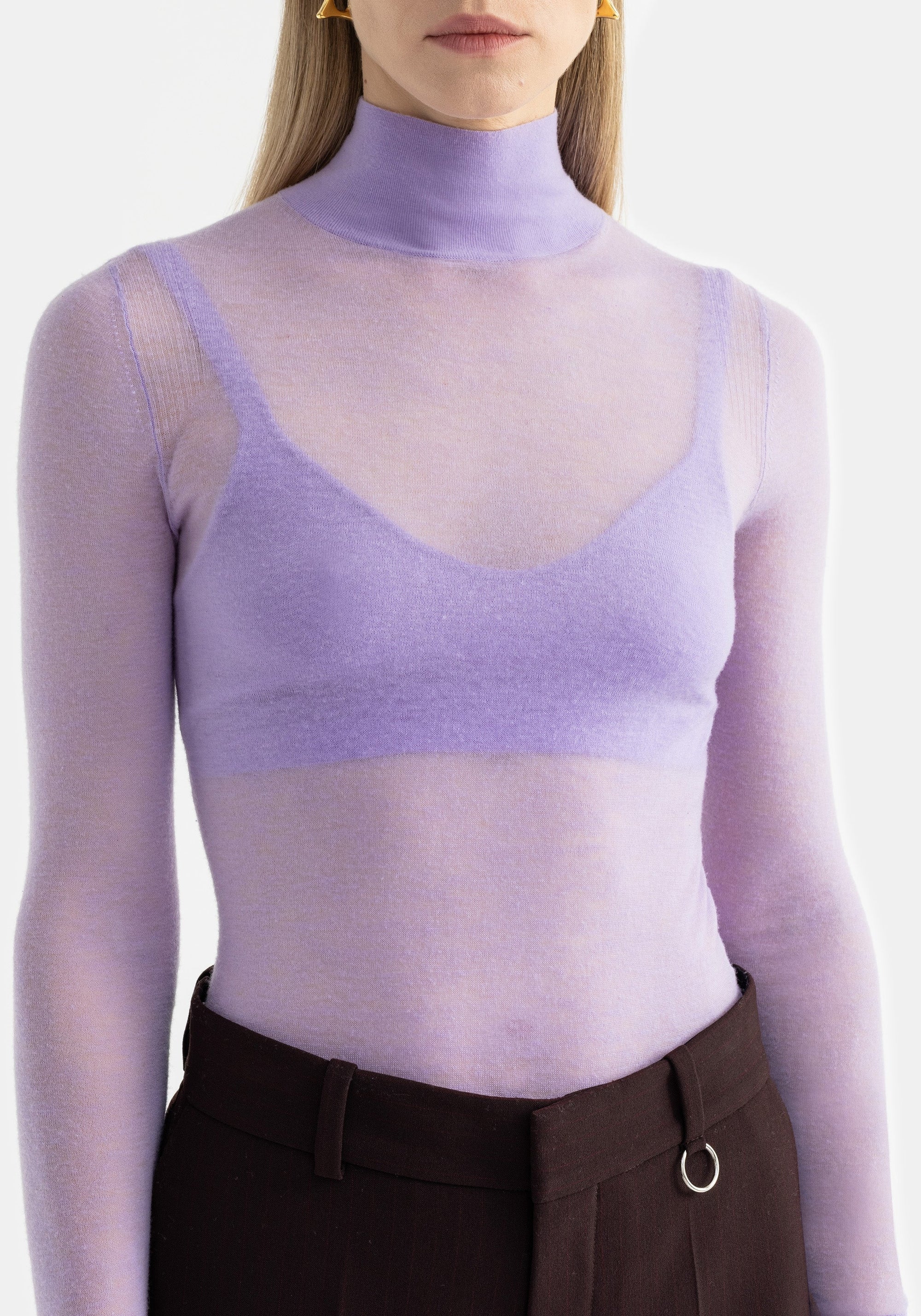 Pull Eriq à col roulé en cachemire - Lilac