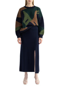 Estella long skirt in wool - Midnight