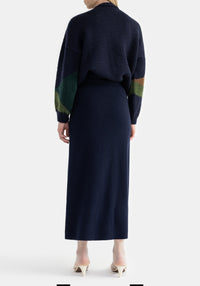Estella long skirt in wool - Midnight