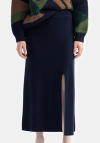 Estella long skirt in wool - Midnight